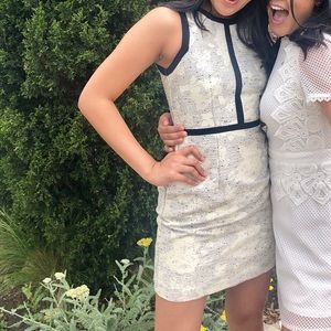 H&M jacquard black and cream dress